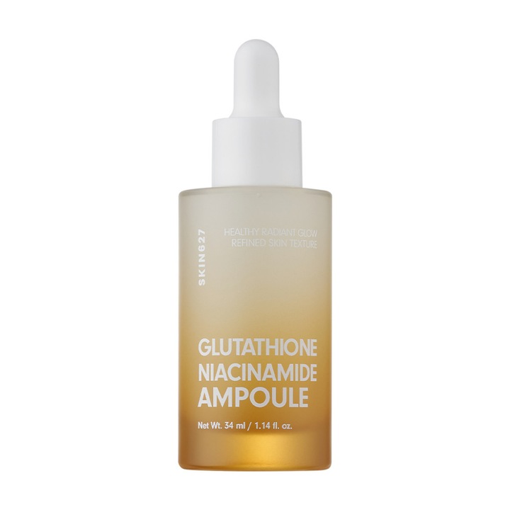 Ser facial concentrat tip ampoule SKIN627 cu Glutathione si Niacinamide, 34 ml, iluminare si hidratare