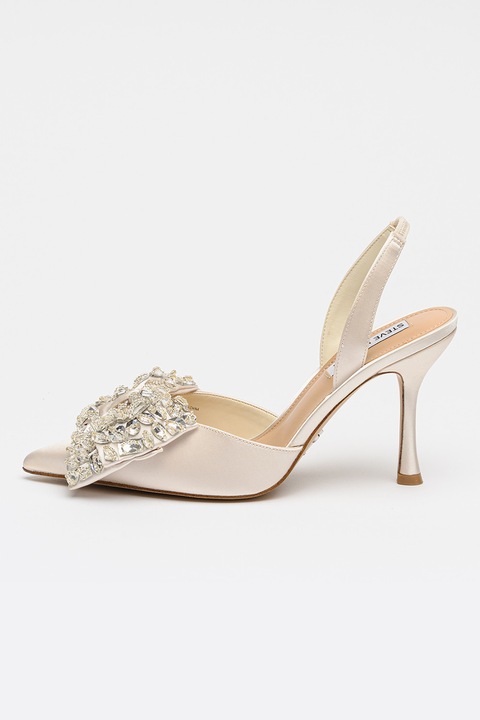 Steve Madden, Сатенени обувки Lovie с декоратини камъни, Слонова кост