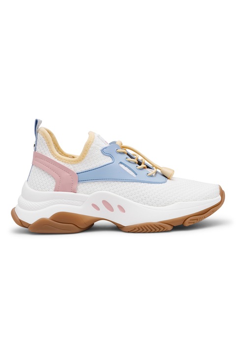 Steve Madden, Pantofi sport slip-on din plasa, Alb/Albastru/Rosu capsuna