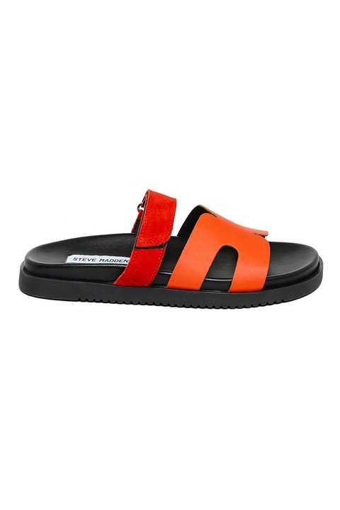 Steve Madden, Papuci de piele intoarsa si piele ecologica Missile, Negru/Rosu vermillion, 36