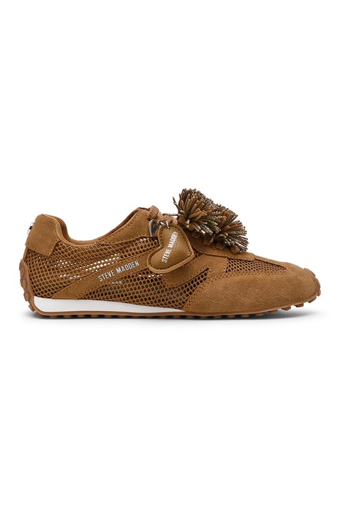 Steve Madden, Pantofi sport din material textil cu insertii de piele intoarsa, Caramel