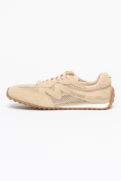 Steve Madden, Pantofi sport de piele intoarsa cu perforatii, Bej deschis