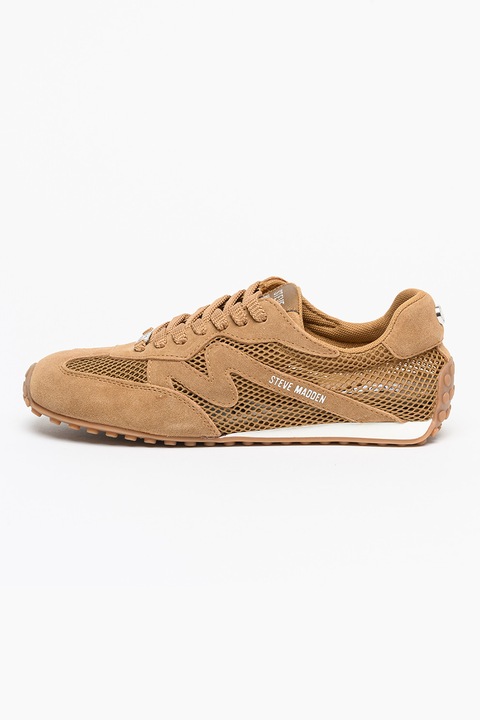Steve Madden, Pantofi sport de piele intoarsa cu perforatii, Maro scortisoara