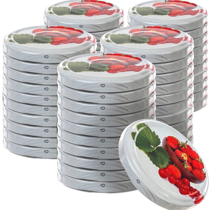 Capace metalice pentru borcane KADAX, 50 buc, 66 mm, multicolor