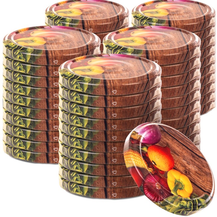 Capace pentru borcane, KADAX, fi 66 mm, set 50 bucati, multicolor