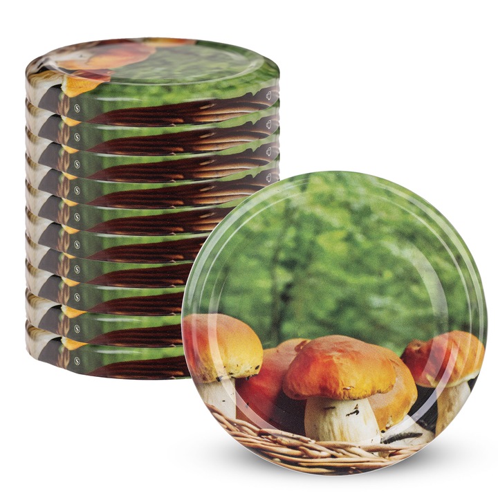 Capace pentru borcane, KADAX, fi 66 mm, set 10 buc, metalice, sigilate, cu design cu legume