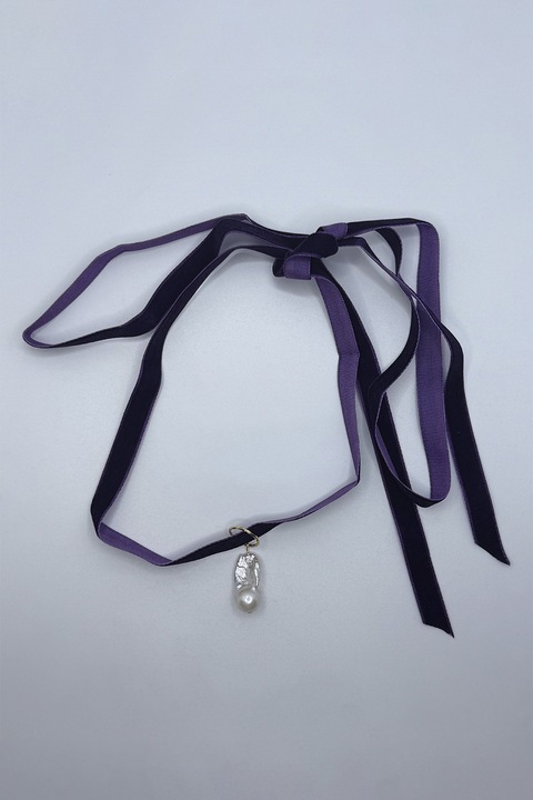 Rain Jewelry, Colier ajustabil decorat cu pandantiv cu perla, Violet, 150 cm