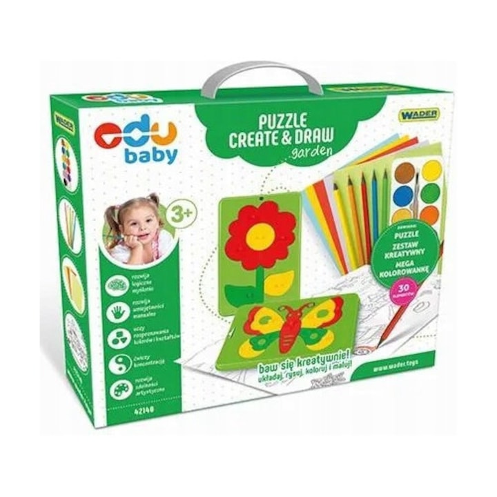 Puzzle Create & Draw, 30 elemes, kerti téma, oktató készlet gyerekeknek
