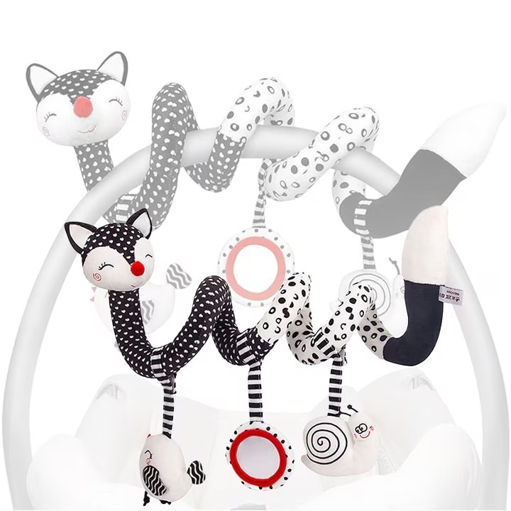 Сензорна играчка и дрънкалка, SANSES, черно-бяла, текстилен материал, 0-12 месеца