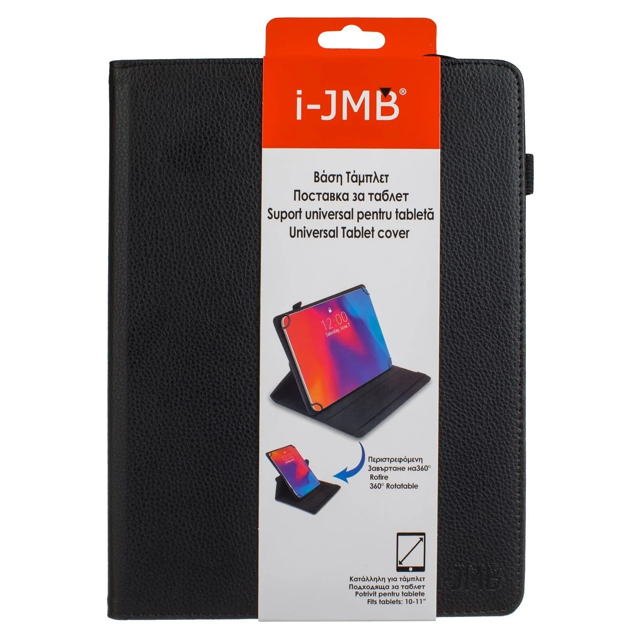 Husă rotativă neagră pentru tabletă 10-11", protecție, rotire 360°