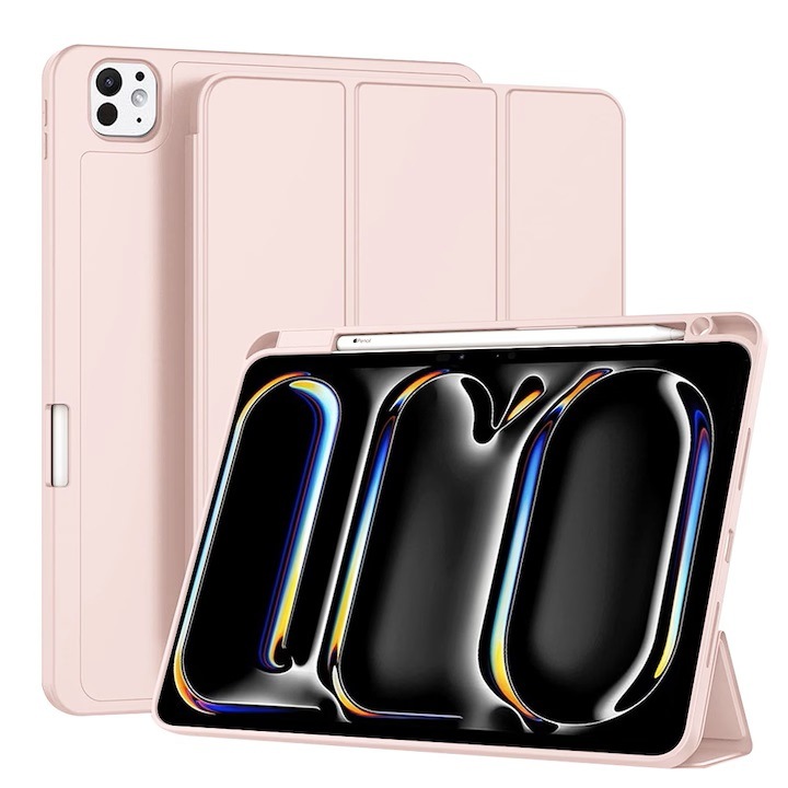 Husă tabletă BQDIYOO pentru iPad Air 11", roz, Auto Sleep/Wake, silicon moale