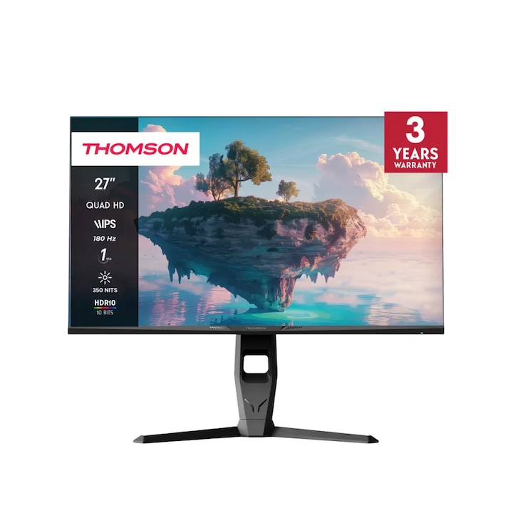 Monitor Gaming Thomson M27QG5Y14 IPS 27Inch QHD 180Hz 1Ms HDR10 Difuzoare Integrate 2x 2W Gri