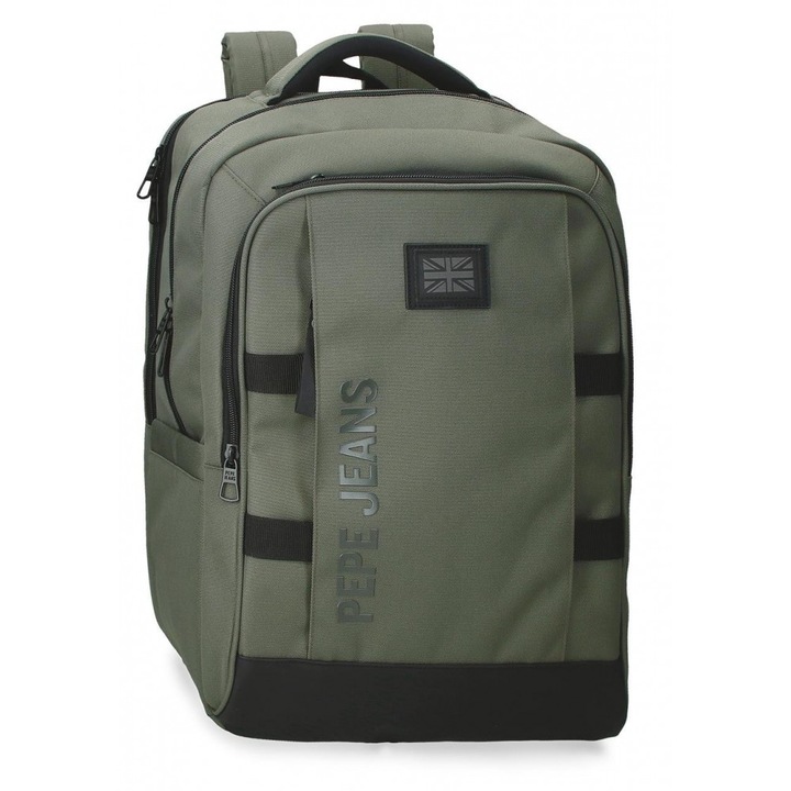 Rucsac barbati Pepe Jeans Matlock 2 compartimente, buzunare laptop/tableta kaki 44x31x15 cm