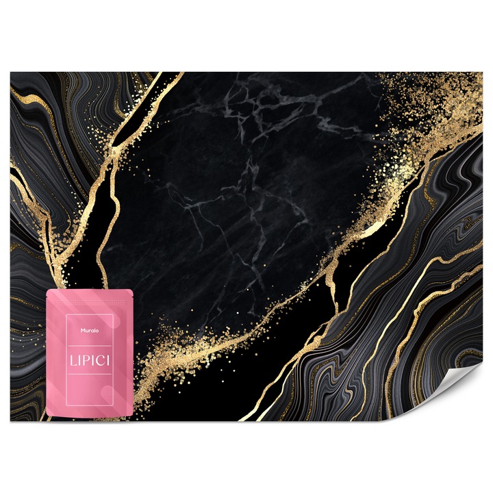 Fototapet Muralo Marmura Neagra 200x140 Abstract Modern Pentru Dormitor