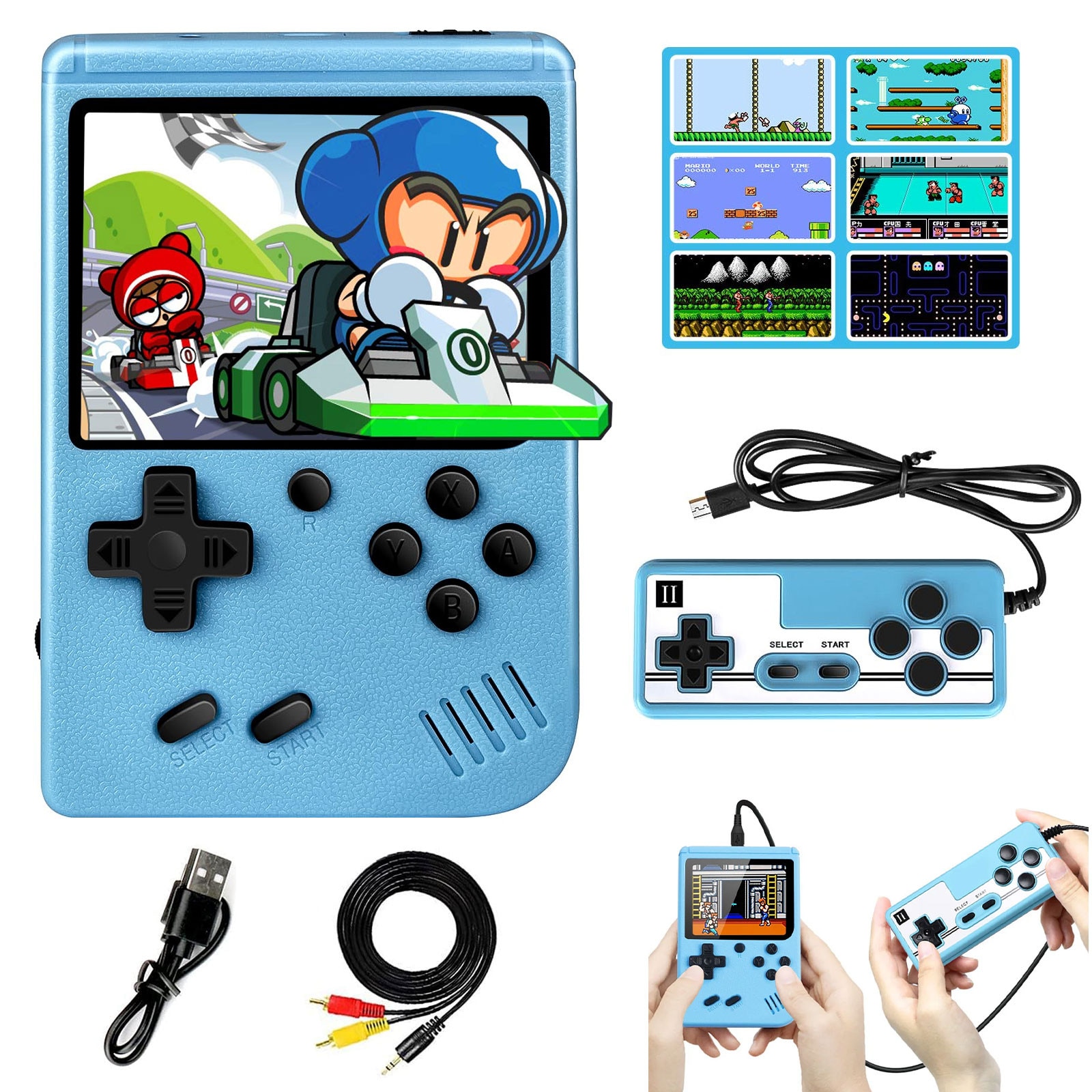 Consola de jocuri mobile, Taipintee, 800 de jocuri, baterie 1020mAh, albastru