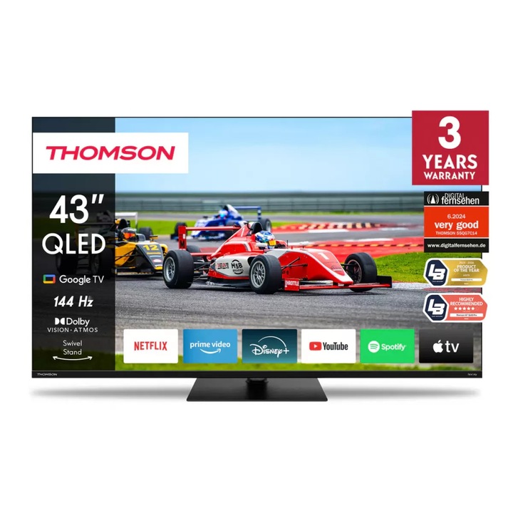 Televizor Smart Thomson 43QG7C14 QLED Pro 4K UHD, Dolby Atmos, Negru, 43Inch