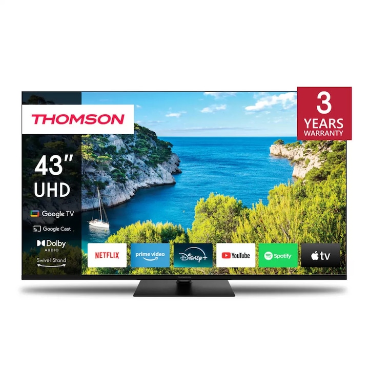 Televizor LED Smart Thomson 43UG5C14 UHD 4K Google TV 43Inch / 109CM Dolby Audio 60Hz Negru