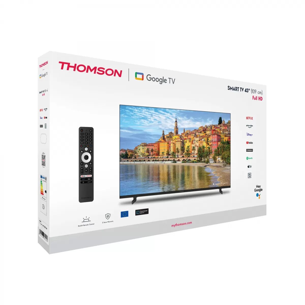 Televizor LED Smart Thomson 43FG2S14 Full HD Google TV 43Inch / 109CM Dolby Audio Google Cast Google Assistant 60Hz Negru