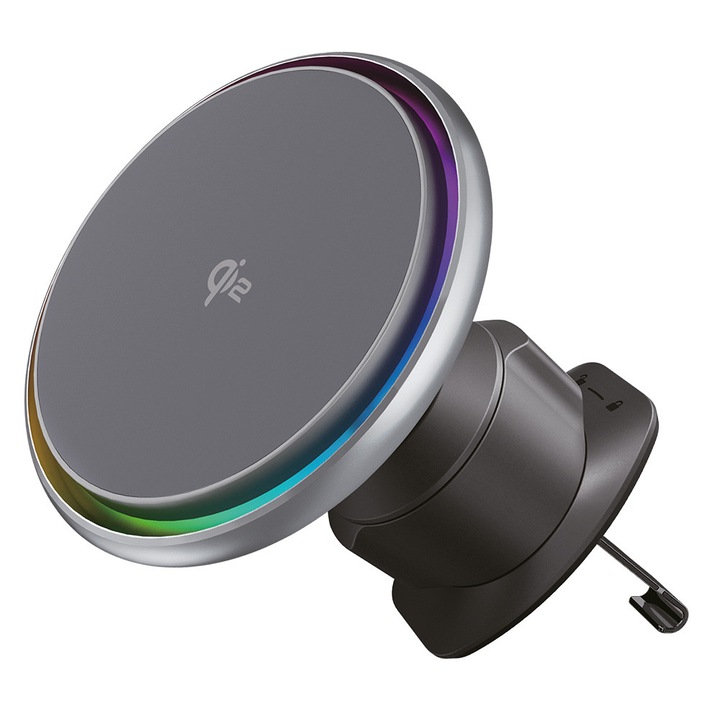 Suport auto cu incarcare wireless Car Holder with Wireless Charging Icecore (WHIC15002003) Air Vent, Strong Magnet, Active Cooling, Qi2 15W Gri