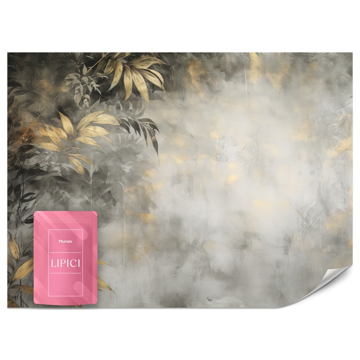 Fototapet Muralo Frunze Aurii Pe Beton 150x105 Modern Pentru Dormitor