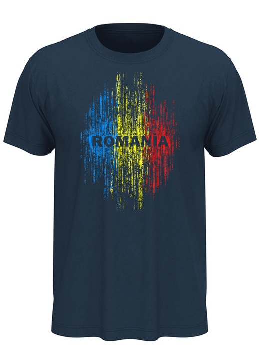 Tricou Romania Tricolor, bleumarin