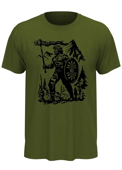 Tricou Razboinic Dac, verde vanatoresc