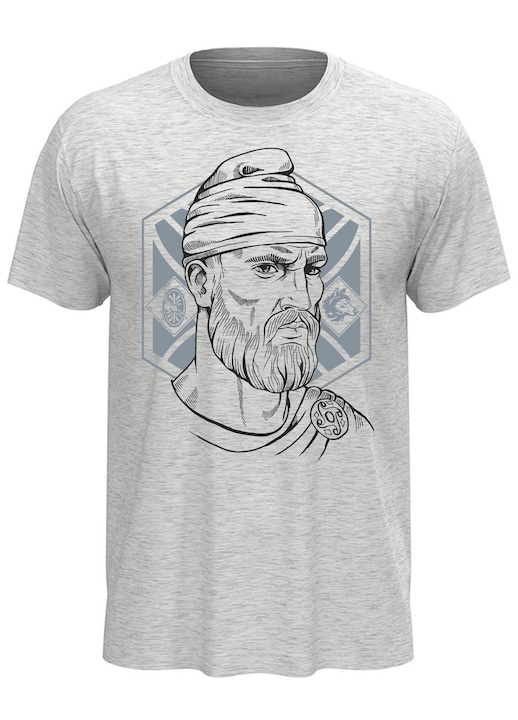 Tricou Decebal, model bust Vatican, gri
