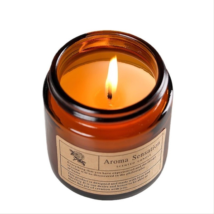 Ароматна свещ със синьо звънче, естествен соев восък, ръчна изработка, 120гр, дълготраен релаксиращ ефект, без дим