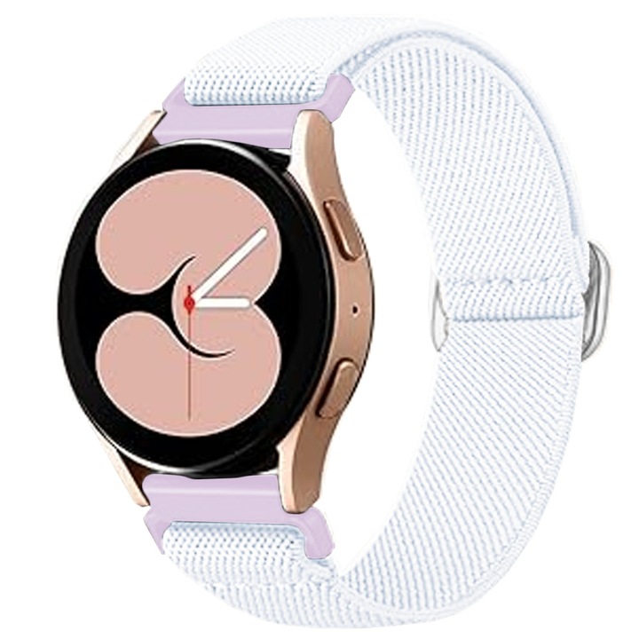 Curea compatibila cu Amazfit BIP5/GTR4/GTR3/GTR3 pro/GTR2e/GTR2/3 stratoS/GTR 47mm Braided Loop Ajustabila Casey Studios, din Material Textil, Alb