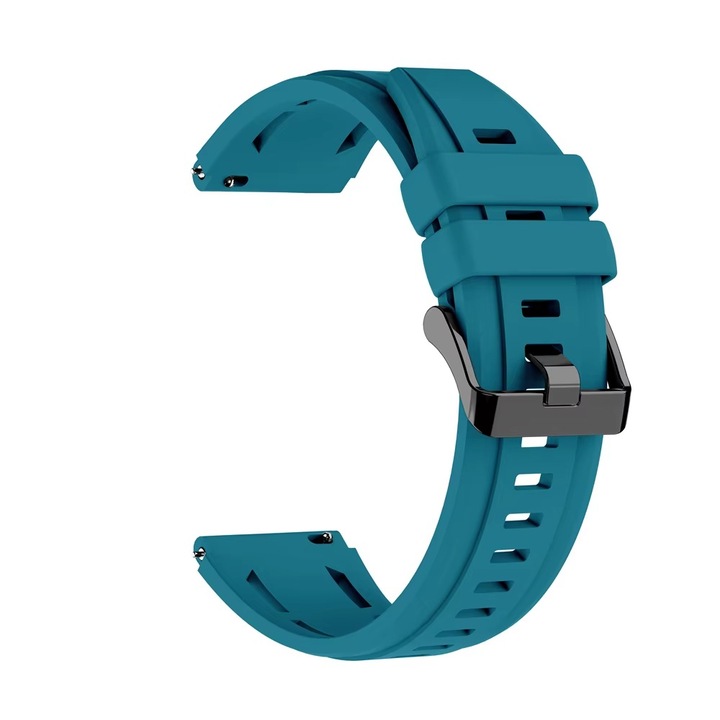 Каишка за смарт часовник, 22мм, тюркоаз, силикон, черна метална катарама, BEST ACCESSORIES