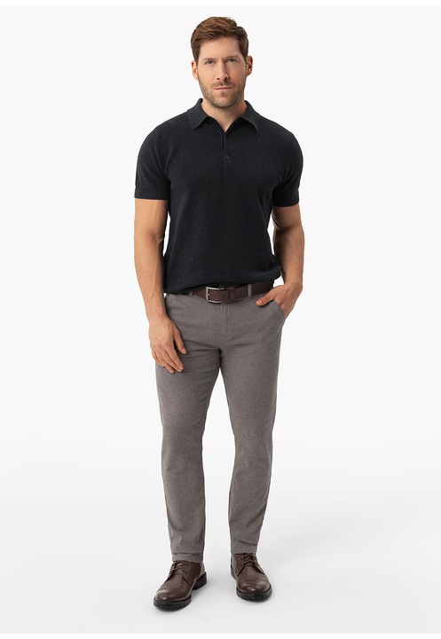 Pantaloni chino din bumbac, regular fit, cu un model fin, Volcano R-Olaf, bej