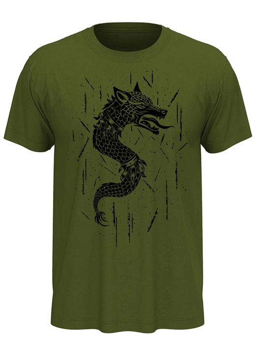 Tricou Lupul Dacic, verde vanatoresc