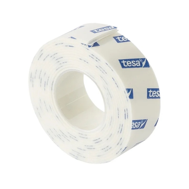 Banda dublu adezivă Tesa Powerbond, 19mm, 1.5m, alb