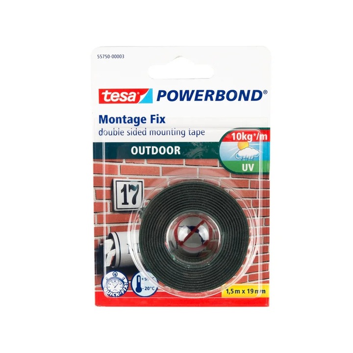 Banda adezivă Tesa, montaj exterior, 19mm x 1.5m, transparent