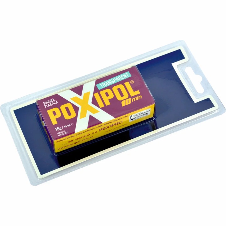 Adeziv Poxipol, 14 ml, transparent, acțiune rapidă, set 1 bucata