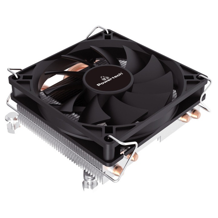 Cooler Procesor POWERTECH PT-1115, profil redus, TDP 130W, 92mm, 103x92x36mm
