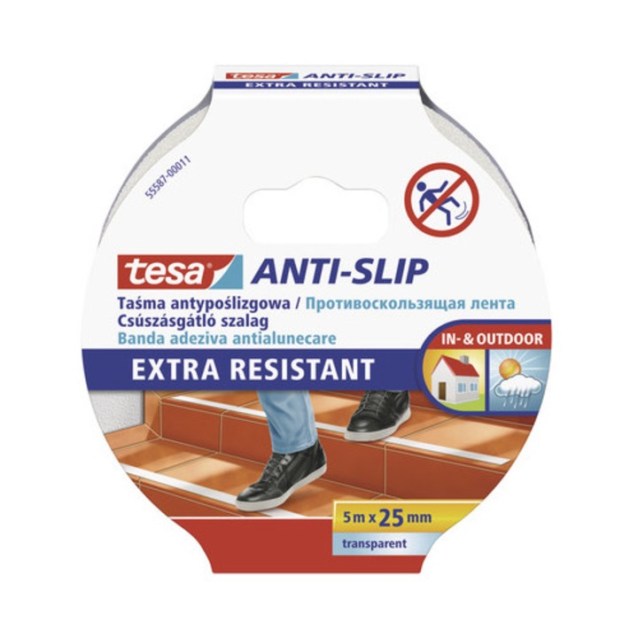Banda adezivă anti-alunecare Tesa transparentă 5m x 25mm
