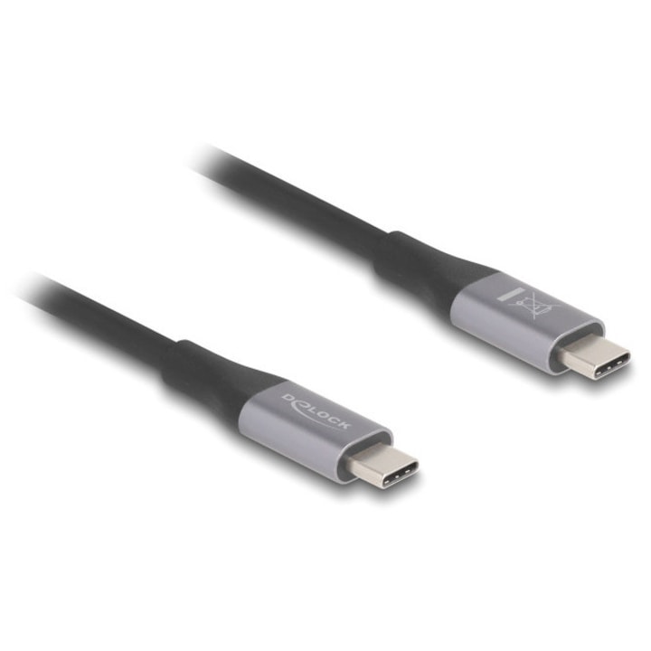 Cablu USB-C DELOCK 81191, 240W, 40 Gbps, 8K, 1m, negru