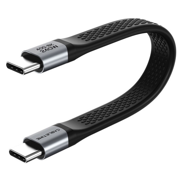 Cabluri de date USB-C set, CABLETIME, CT-FU4-AG, 240W, 40Gbps, 8K, 0.15m, negru