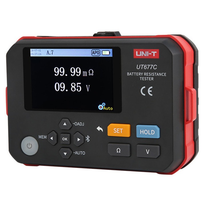 Metru de masurare a rezistentei interne a bateriilor UNI-T UT677C, 0-3O, 0-120V, 3.5", USB-C, 170x115x65mm
