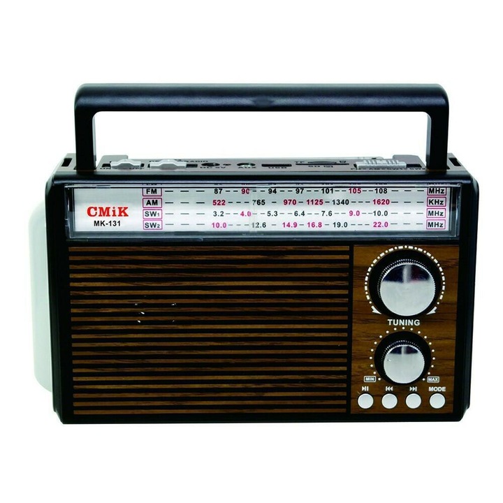 Radio portabil CMIK MK-131, FM & AM, USB, culoare cafeniu