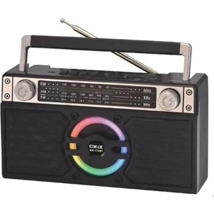 Radio portabil CMIK MK-179BT Retro AM/FM, analogic, negru
