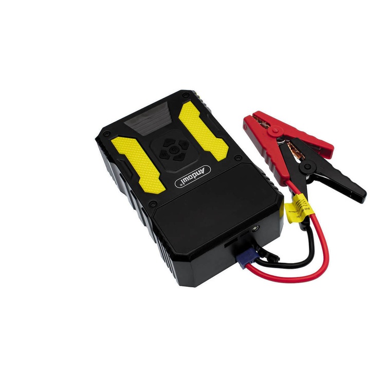 Power bank Andowl QXD656 cu baterie 15000mAh, trompa, far LED, 12V, pentru automobile, motociclete, biciclete