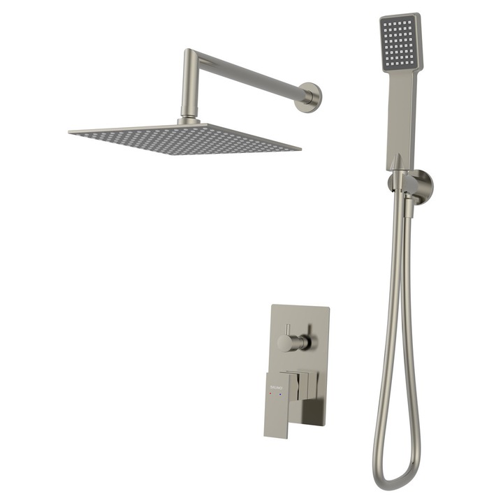 Set coloane de dus BRUNO, cap de dus cu telefon, dimensiuni 22.8x22.8cm, 41.5x9cm, culoare asemi