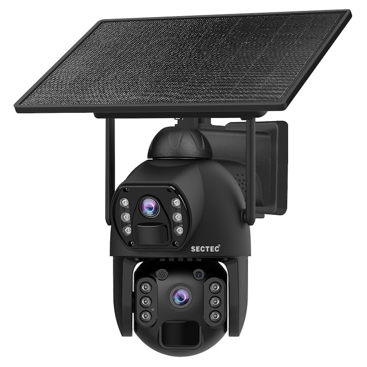 Камера за наблюдение SECTEC ST-536-6MAOV-4G-EU, двойна леща, 3MP, 4G, IP66, размери 122x205mm