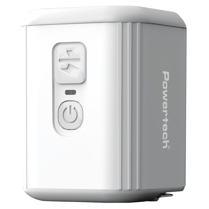 Pompa de umflat POWERTECH mini PT-1553, 5W, LED, alb, 47x47x60mm