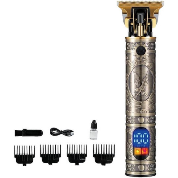 Aparat de tuns SK-LF-9996, auriu, functie fara fir, utilizare pentru par, corp si barba