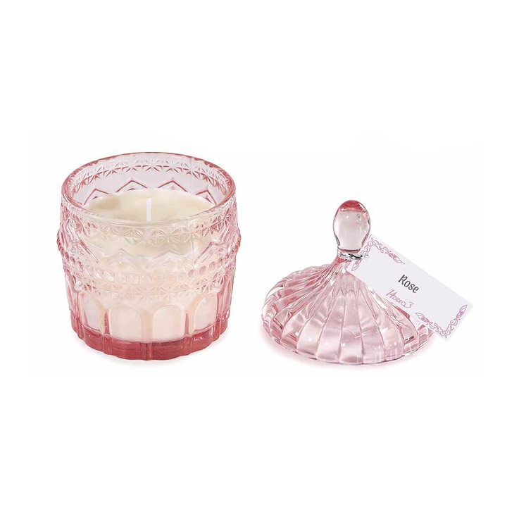 Lumanare parfumata in borcan sticla aroma Trandafiri Ø 8, 5 x 13 H