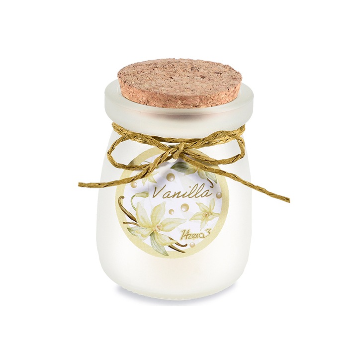 Lumanare parfumata in borcan sticla aroma Vanilie Ø 5, 5 cm x 7, 5 H