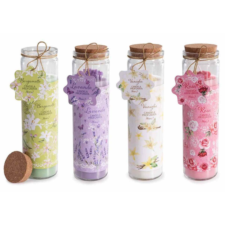 Set 4 lumanari parfumate in borcan Ø 5, 5 cm x 21, 5 H